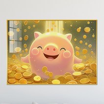 아트블루 부자되는 황금 코인 나무 그림 풍수 인테리어 소품 액자, 16_떨어지는 골드 코인 웃는 돼지