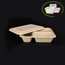 식품포장용기 친환경 펄프 사각 3칸 도시락 세트 800ml 50개