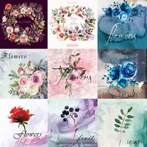 자투리 DTP컷트지 생활방수 워터컬러플라워 택1, DTP컷트지 생활방수 워터컬러플라워2번