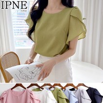 [이쁘네] 클린튤립블라우스 어깨퍼프 러플 데일리