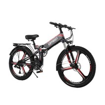 27단 휴대용 접이식 전기 자전거 24인치 26인치 통근, 상세이페이지 참고, 26인치21단블랙일체형휠-14Ah
