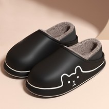 큐티레이디 겨울 여성 털 실내화 사무실 거실 슬리퍼, 250-255, 블랙