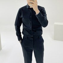 아도르클래식 와이드 카라 버튼 리스 정장 프리미엄 남자 와이셔츠