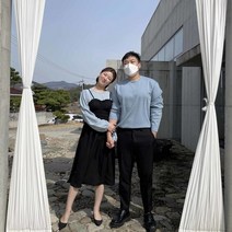 뷔스티에원피스 커플시밀러룩 봄롱원피스 쉬폰 레이어드 소라색