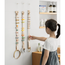 우드걸이와 깔끔한 색상으로 인테리어 효과까지 UP! 여아 헤어핀 머리핀 머리띠 헤어악세사리정리정돈 보관함 수납걸이대 정리대 정리함 수납함, 새