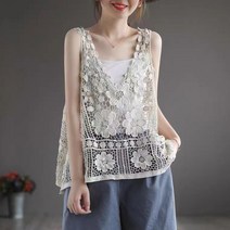 WSC- 넉넉한 여성 여름 레이스 베스트 빈조끼