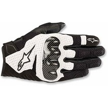 Alpinestars 블랙/화이트 Sz L 알파인스타 SMX-1 에어 V2 통기성 가죽 오토바이 장갑 170089, Small, Black/Fluorecent Red