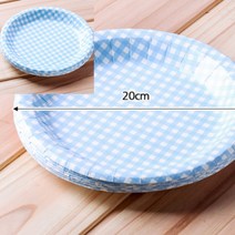 10P 칼라종이접시(블루) (20CM) 일회용종이그릇 일회용식기 비빔밥용기