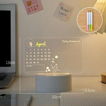 데스크탑 메시지 보드 야광 투명 지울 수 Led 노트 조명 장식 펜 포함, calendar
