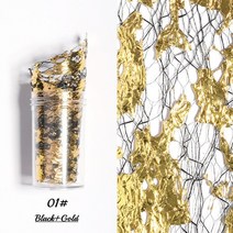 3D 메쉬 네일 스티커 1 개 금 은 와이어 실크 호일 금색과 은색 아트 장식 DIY, 01 블랙 골드