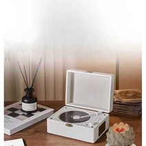 레트로 CD플레이어 감성 블루투스 스피커 여자친구 선물, 브라운 충전식 블루투스기능 CD 리모콘 각인