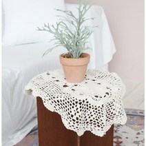 오벌 플라워 크로쉐 1P (화이트/아이보리), 아이보리
