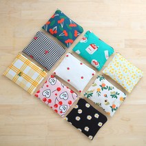 [DIY키트 패키지] (동영상설명 실바늘포함) 17cm 생리대 파우치만들기 동물그림 파우치 바느질재료 디자인선택가능 자유학년 바느질세트, 원단랜덤