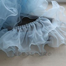레이스원단 면 조각 1M 핑크 화이트 블루 컬러풀 오간자 플리츠 레이스 트림 리본 패브릭 폴드 프릴 DIY 바, 07 15cm blue
