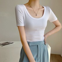 데일리 티셔츠 반팔 무지티 기본티 16컬러 레이어드 슬림핏 캐주얼 골지 코디룩 스퀘어넥 이너티 U넥라인