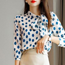 쉬폰 블라우스 여성 봄 긴팔 상의 스타일리쉬한 여성 셔츠