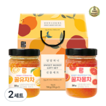라이브잇 녹차원 달달 허니 차 선물세트, 18세트, 꿀유자차 350g + 꿀자몽차 350g + 선물박스