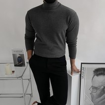 데일리 머슬핏 스판 반목폴라 니트