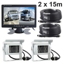 SMALUCK-dc12v-24 V 7 인치 2 분할 LCD 화면 자동차 모니터 HD 후면보기 카메라 버스 하우스 보트 트럭용, 03 2 x 15m