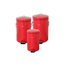 선우랜드 양철 페달형 휴지통 20L, 레드, 1개