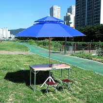 주식회사가리온 다용도로 사용가능한 대형 팔각 이중파라솔, 240 고정 파라솔[블루]