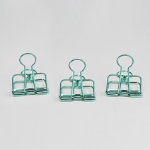 더이쁜 와이어 집게 바인더 클립 디자인 클립, 40.블루그린-바인더클립(중), 세트