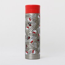 헬로키티 칼라패턴 텀블러, 그레이&레드, 300ml