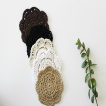 베이지계열 핸드메이드 뜨개도일리 티코스터 10cm, 베이지