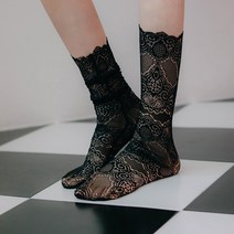 엑스미스 티아라 레이스 여성 중목 양말