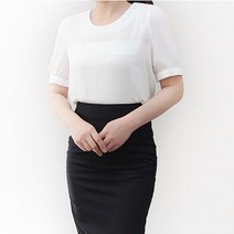 플라잉걸 심플라운드 반팔 면접블라우스 라운드넥블라우스