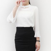 플라잉걸 진주블라우스 쉬폰블라우스 라운드넥블라우스 목걸이블라우스