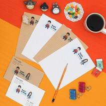 후아미 슈퍼맨&원더우먼 미니미 제작편지지 15 * 21cm 점선 편지지/세트, 크라프트 - 편지봉투 10매