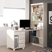 스킬디자인 스마일 H형 800 1인용책상+책장세트 [본체서랍통], 워시