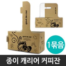 커피잔 종이 캐리어 1묶음(25개)/종이/캐리어/비닐/테이크아웃/핫/아이스/투명/일회용/컵/홀더/빨대/커피/음료/종이컵/뚜껑/핫/용기, 25개