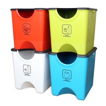 플라팜 에코홀릭 분리수거함 60L 대용량 학교분리수거함, 화이트+레드+블루+그린, 1set