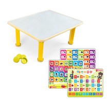 플라팜 맘마 유아 공부상+교체형 학습시트3장 다용도상 유아공부상, 옐로우