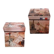 NKMALL 1+1 수납의자 스툴 빈티지정리함 트렁크정리함, 1+1 자유의여신상+프랑스