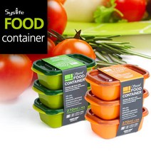 푸드 컨테이너 직사각 270ml(오렌지)/도시락/플라스틱통, 1개, 270ml