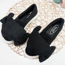 엣지걸슈즈 A303-8 왕리본 모직 슬립온 3.5cm