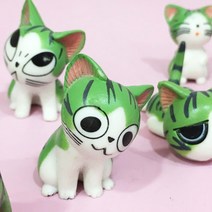 테라리움 캔들 만들기 재료 9개 1세트 미니어처 고양이 피규어, 초록 고양이 피규어 9개 1세트