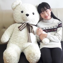 곰인형 러브리본베어BIG 인형 크리스마스선물, 크림[장미원단], 스킨130[표준100]