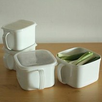 화이트 저장용기 손잡이 밀폐용기, 소 -1개
