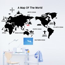 낭만창고 idk455-세계지도_랜드마크 포인트스티커 스티커, 딥그레이+레드