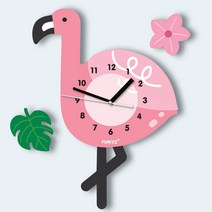 퍼니즈 어썸프렌즈 움직이는 추시계(벽시계 단품) 무소음, 플라밍고(시계단품)