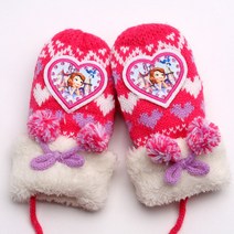 나린키즈 소피아 하트하트 니트벙어리 유아 아동장갑 4세~7세용 스키장갑 손가락