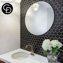 중앙데코 시트라인 벽 바닥타일 모자이크타일 (10장이상 사은품증정), 02-15 50mm 육각블랙무광, 1장