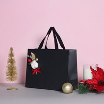 블랙 화이트쇼핑백(소 중 대 특대) 목화꽃, 블랙쇼핑백(대), 1매