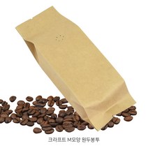 크라프트 M모양 원두봉투_200g용 _실링봉투_커피원두봉투_원두포장봉투_25매, 크라프트 M모양 원두봉투-25매
