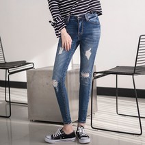 지기젠 여성용 청바지 울트라 스판 워싱 헤짐 스키니 진