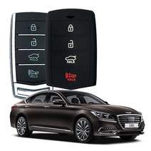 카포카 제네시스G80 4버튼 실리콘 스마트키케이스 키홀더, 제네시스 G80 블랙